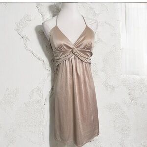 Vintage Y2K Gold Shimmer Halter Dress S